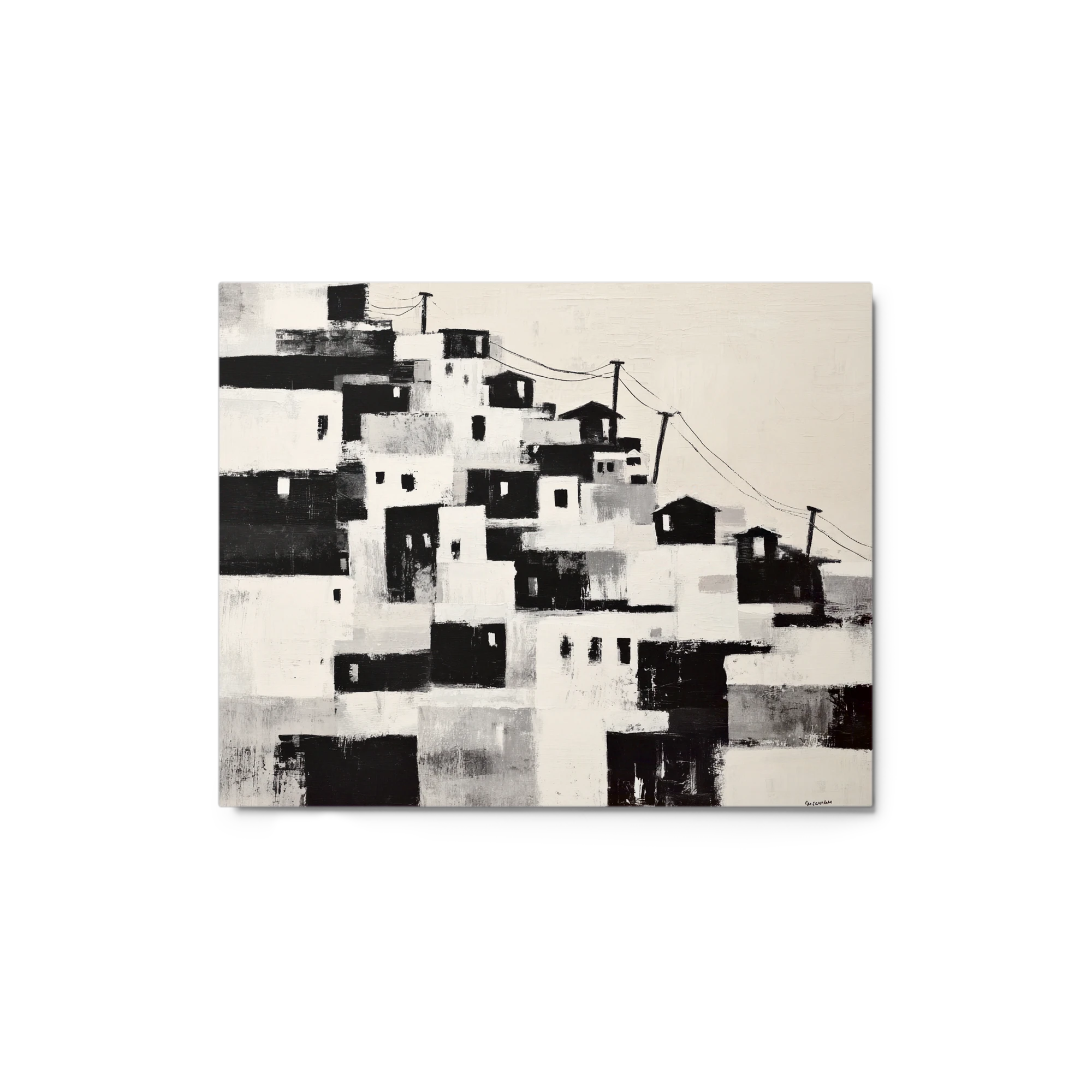 Monochromatic Hillside Town
