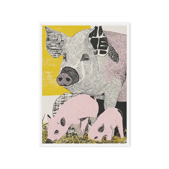 Mother Pig and Piglets | Art Print