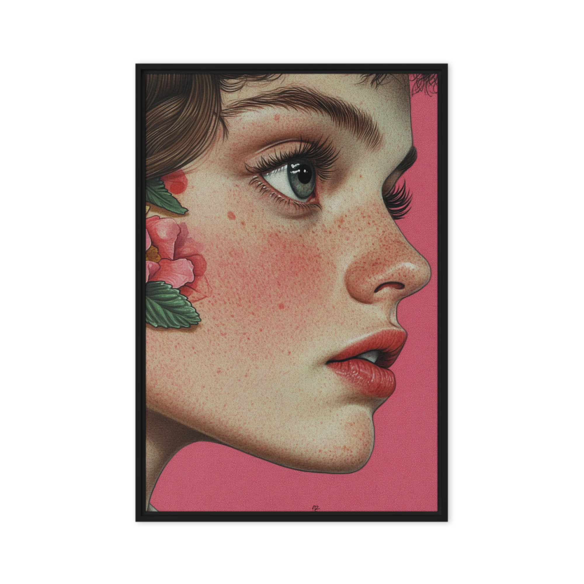 Portrait of a Woman with Floral Design