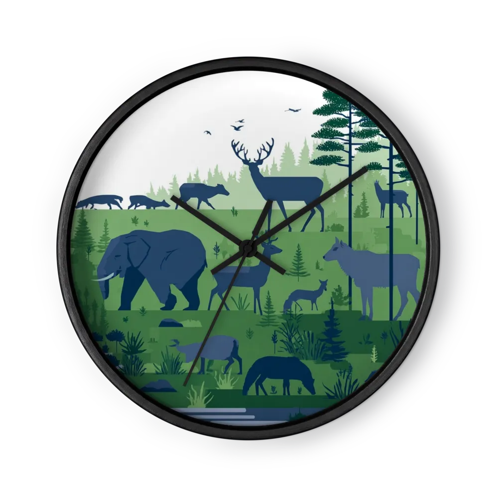 Flat-Shaded Wildlife Clocks — Navy, Sage, White
