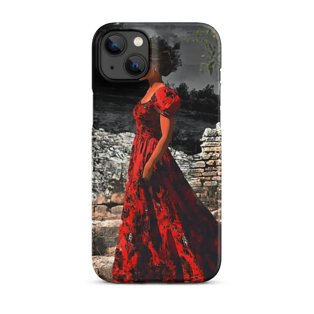 Woman in Red at Ruins | Phone Case