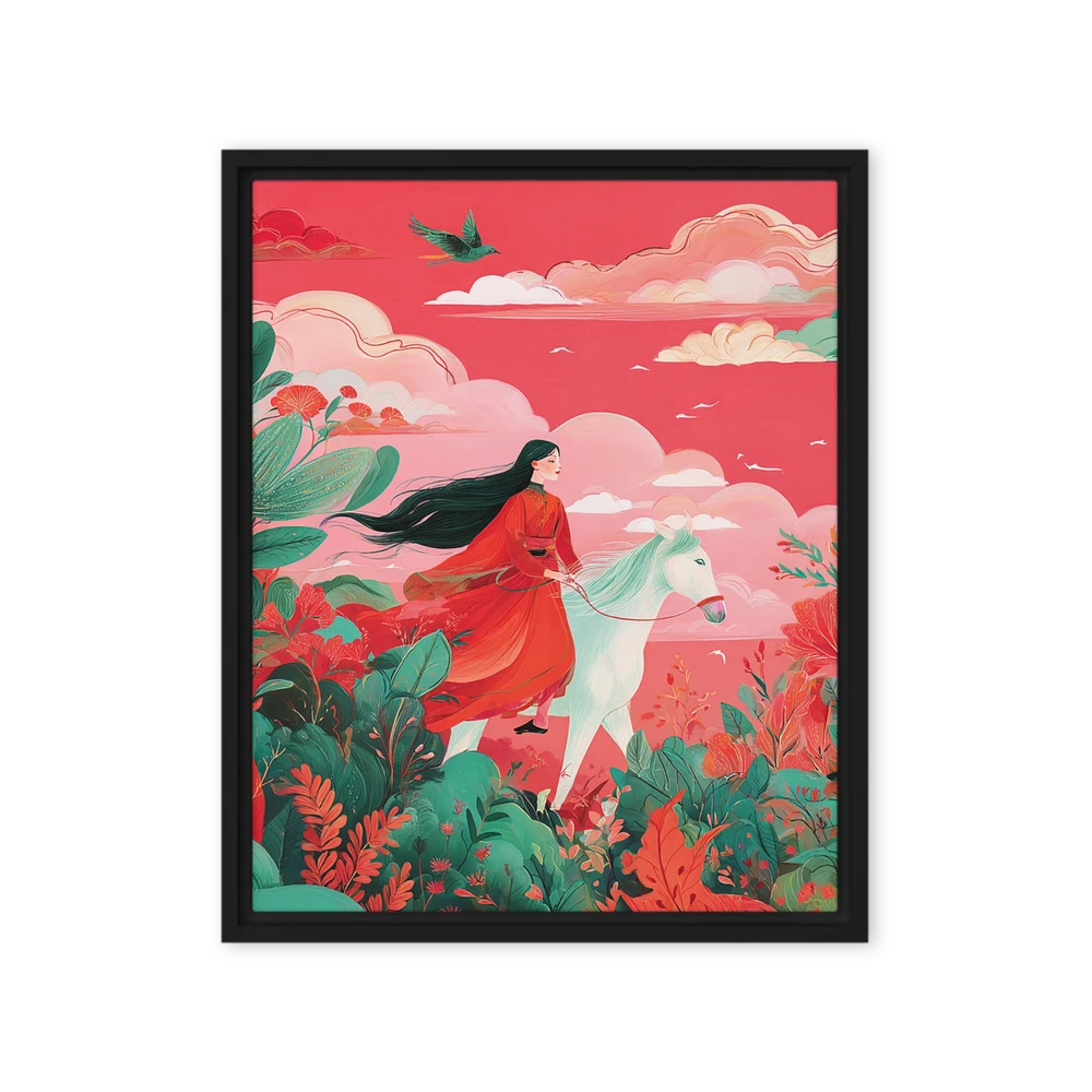 Woman on Horseback in Fantastical Landscape | Art Print