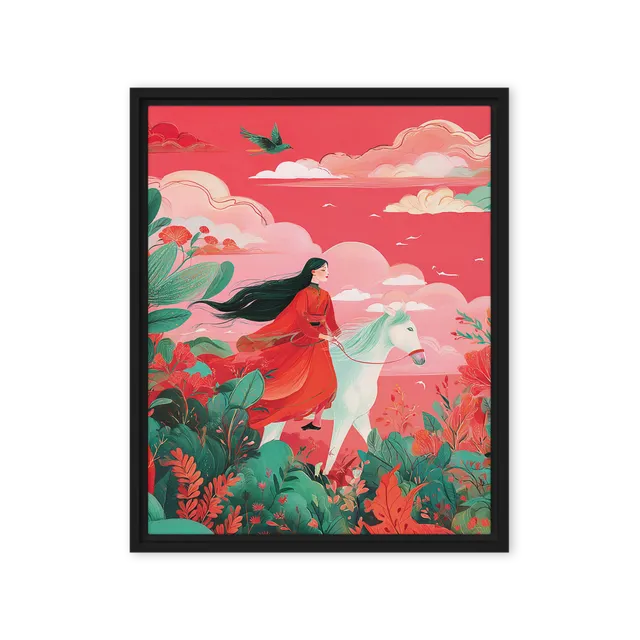Woman on Horseback in Fantastical Landscape | Art Print