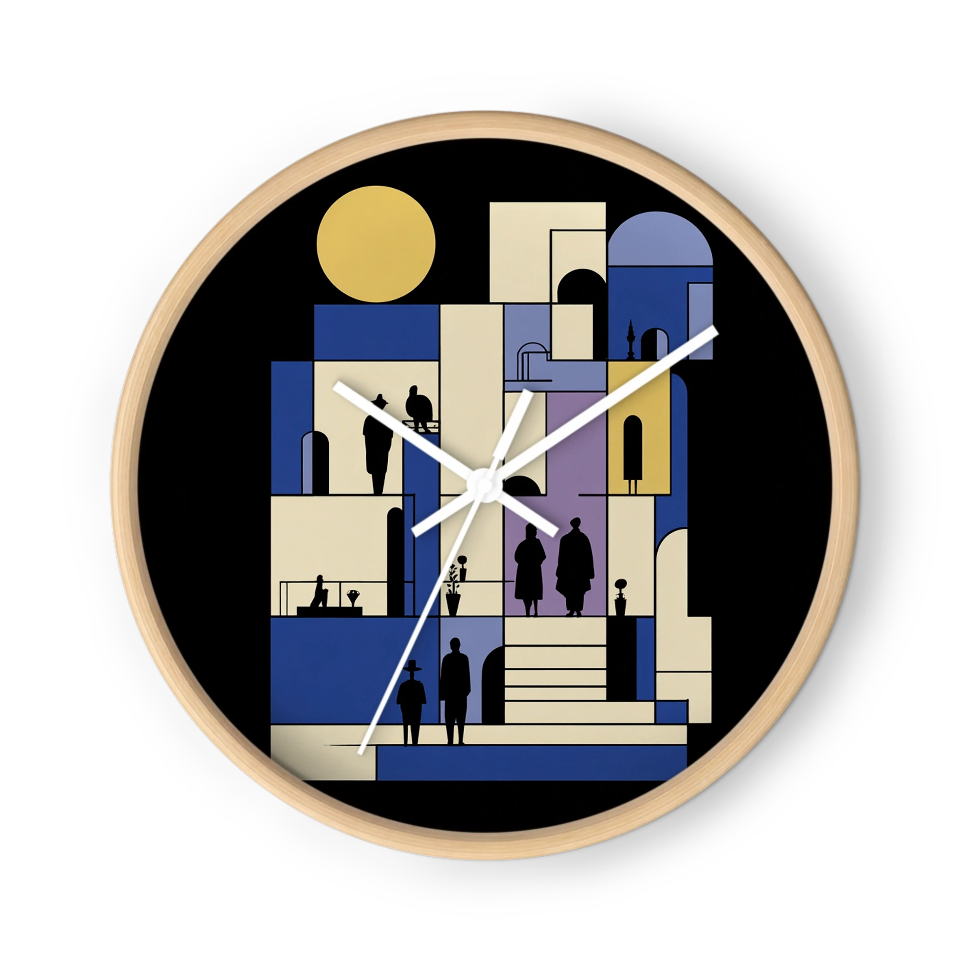 Geometric Constructivist Harmony Clocks — Periwinkle On Black