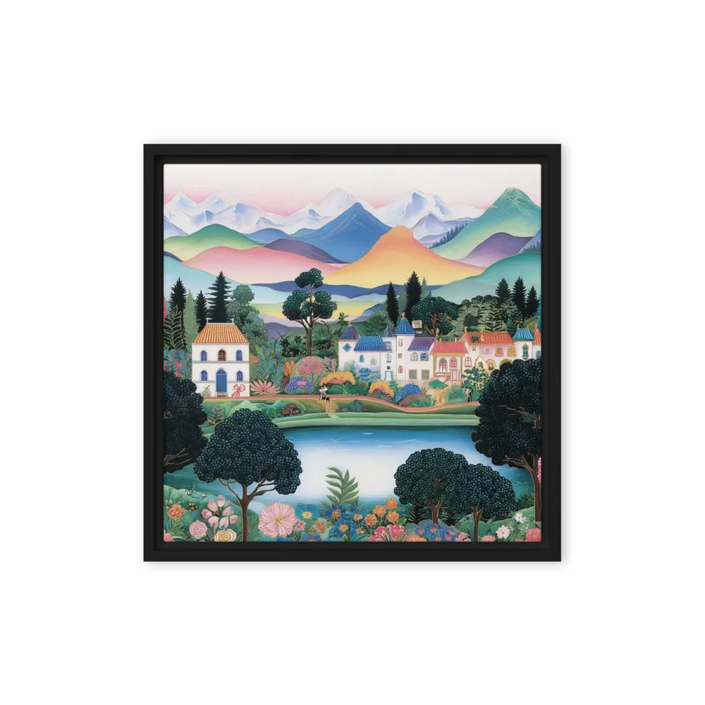 Serene Alpine Valley 
 Poster with Red oak Frame | 12″x 12″
