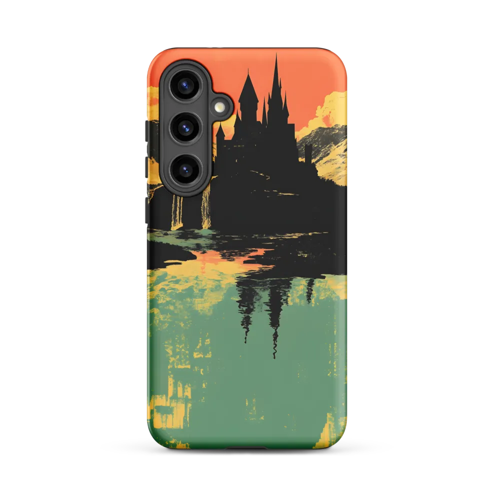 Silhouetted Castle with Mountains and Waterfall | Phone Case