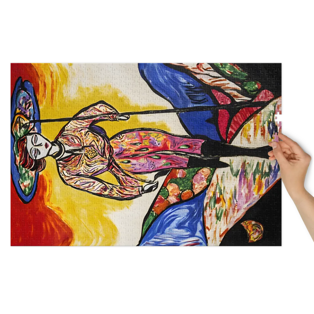 Expressionist Woman in Colorful Landscape | Jigsaw Puzzle (252/520 pieces)