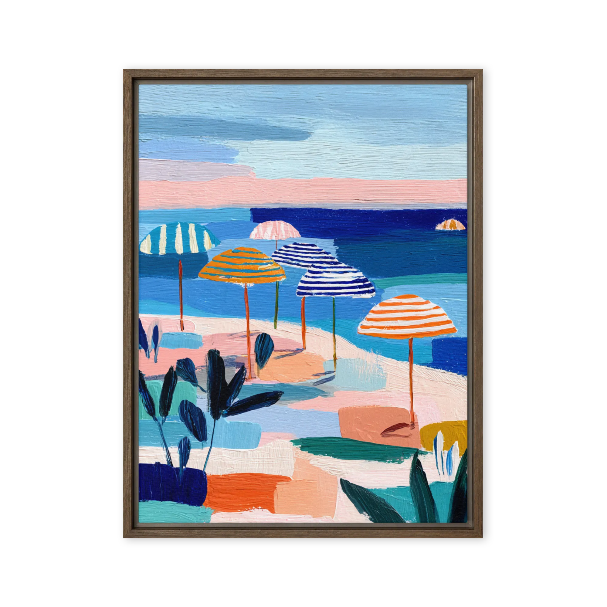 Naively Blocked Coastal Vistas — Palette-knife oils
