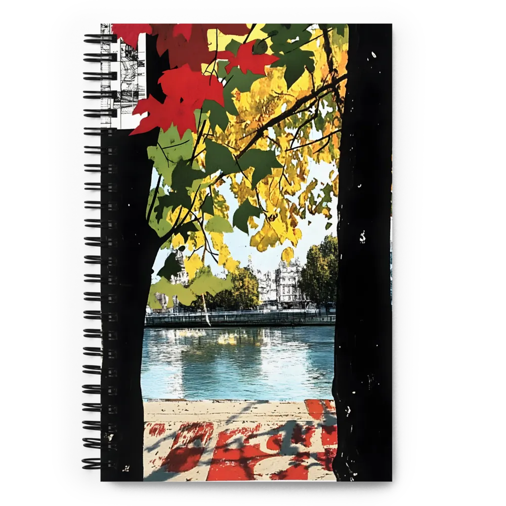 Autumn Cityscape Collage 
 Spiral Notebook | 140 pages