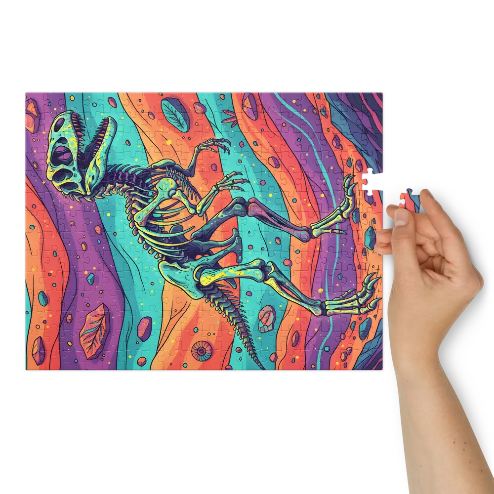 Psychedelic Raptor Skeleton | Jigsaw Puzzles