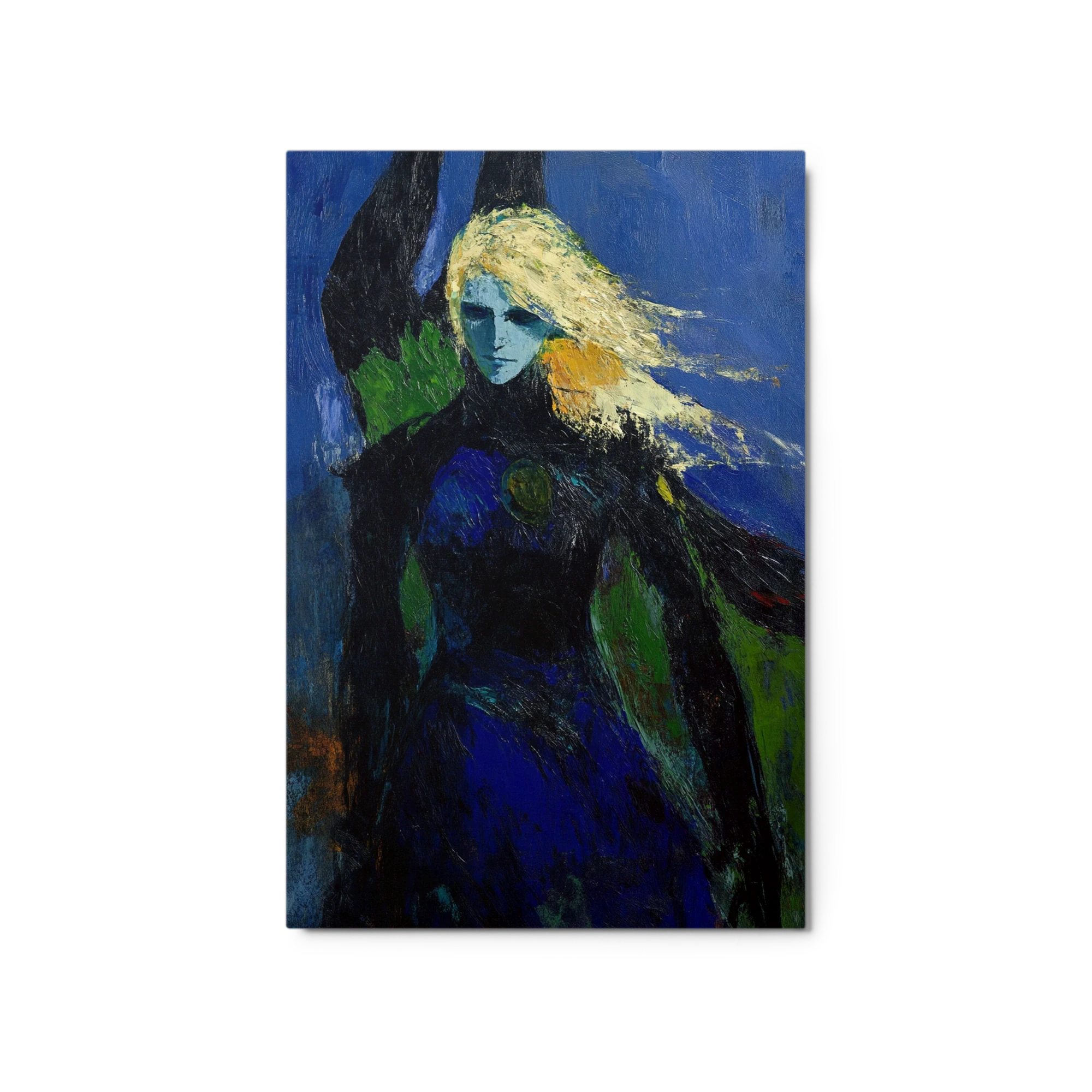 Impressionistic Female Figure in Blue and Green