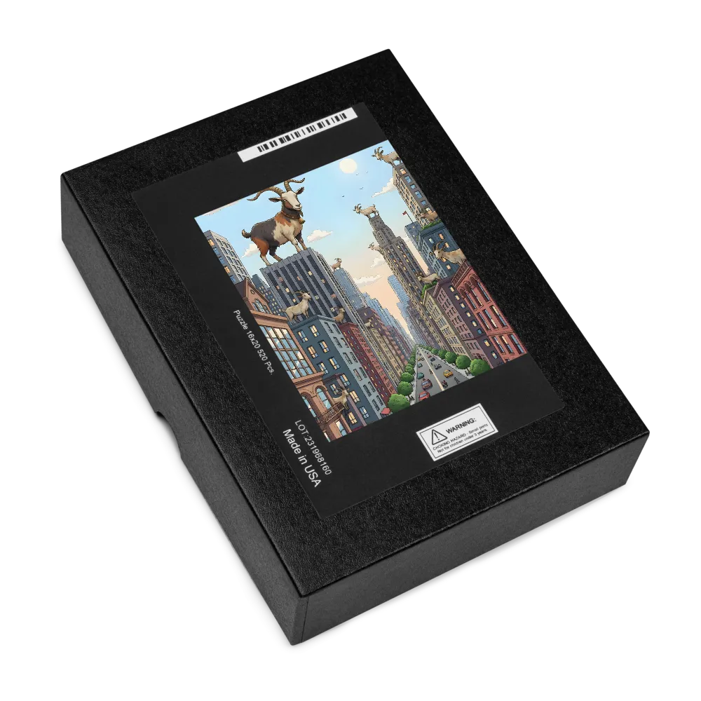 Rooftop Goats 
 Jigsaw Puzzle in Tin Box