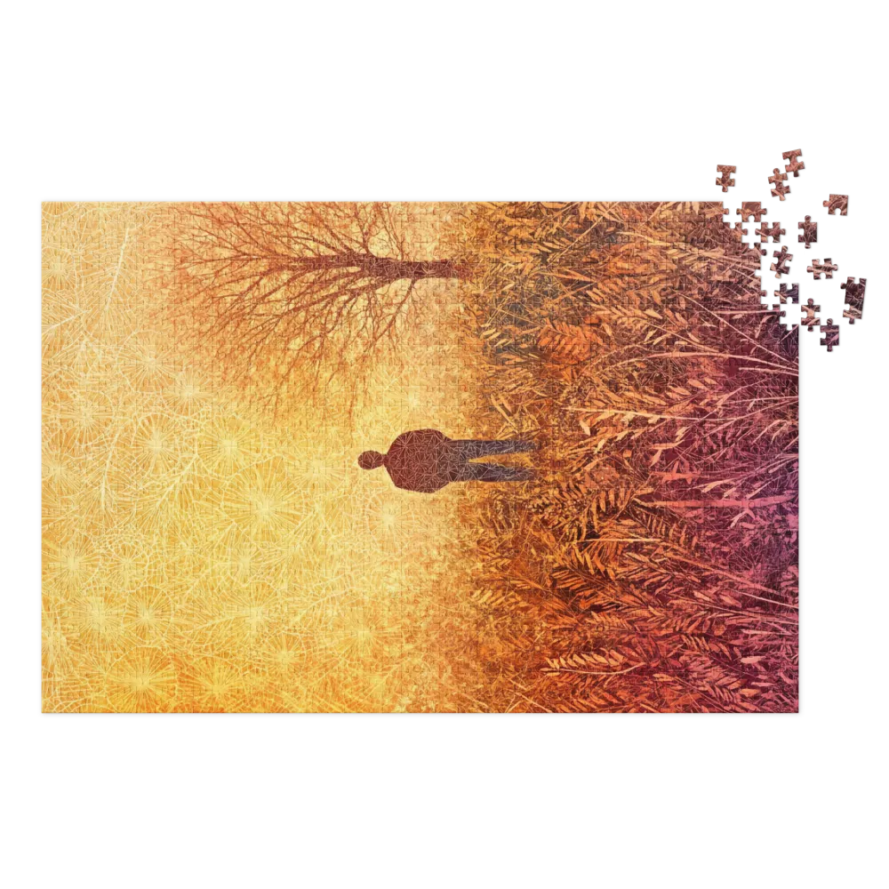 Solitary Figure in Abstract Landscape