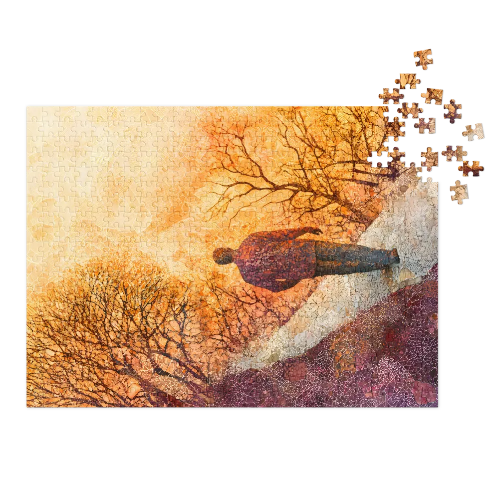 Solitary Man Walking in Abstract Landscape | Jigsaw Puzzle (252/520 pieces)