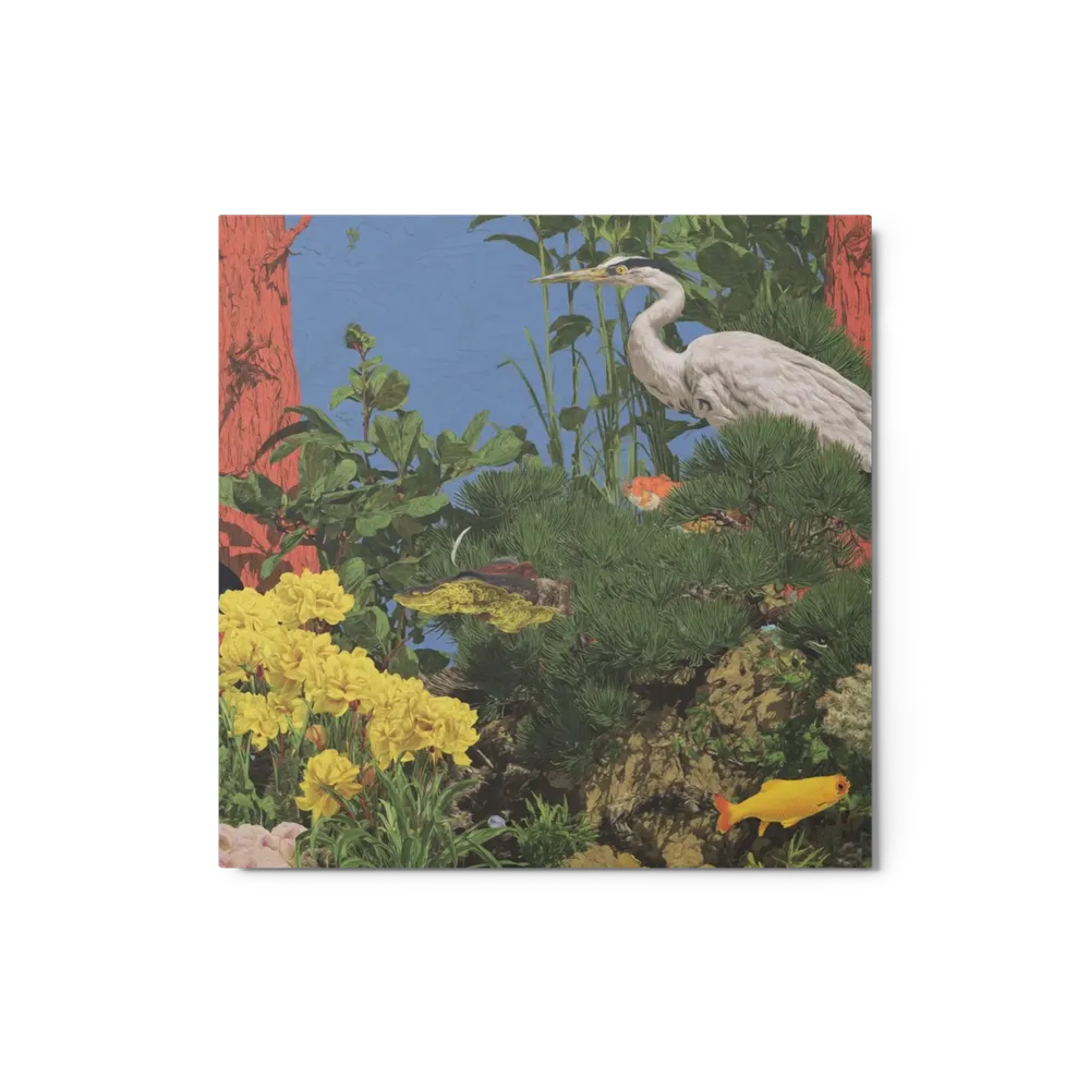 The Heron's Garden Pond | Art Print