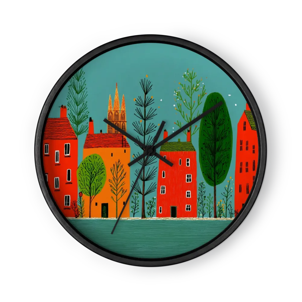 Colorful Village Skyline | Wall Clock