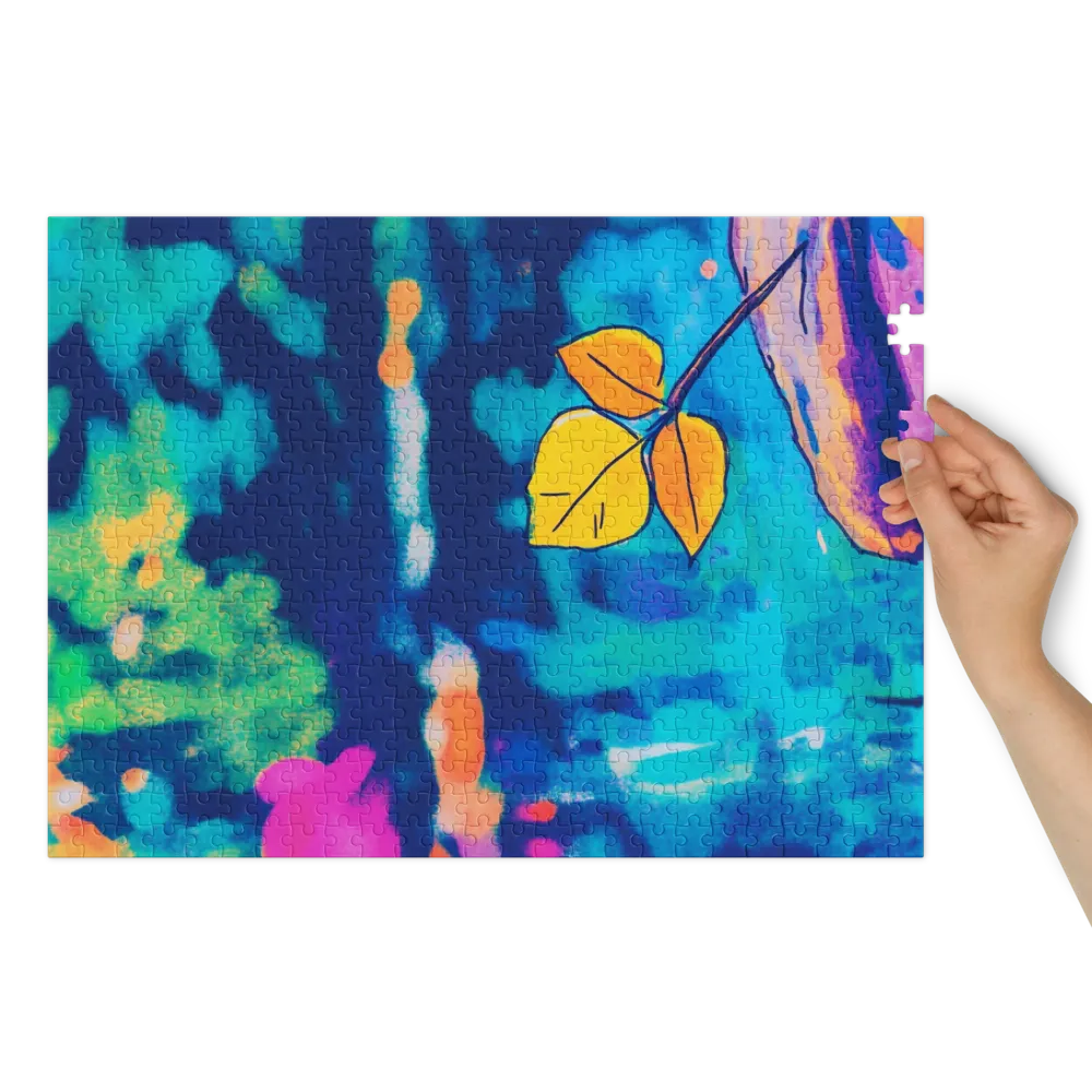 Folhas Flutuantes Abstratas 
 Puzzle em caixa de metal