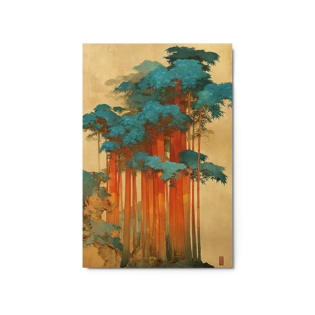Crimson Bamboo Grove | Art Print