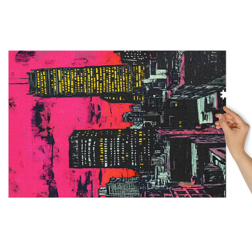 Neo-Expressionist Night City 
 Jigsaw Puzzle in Tin Box