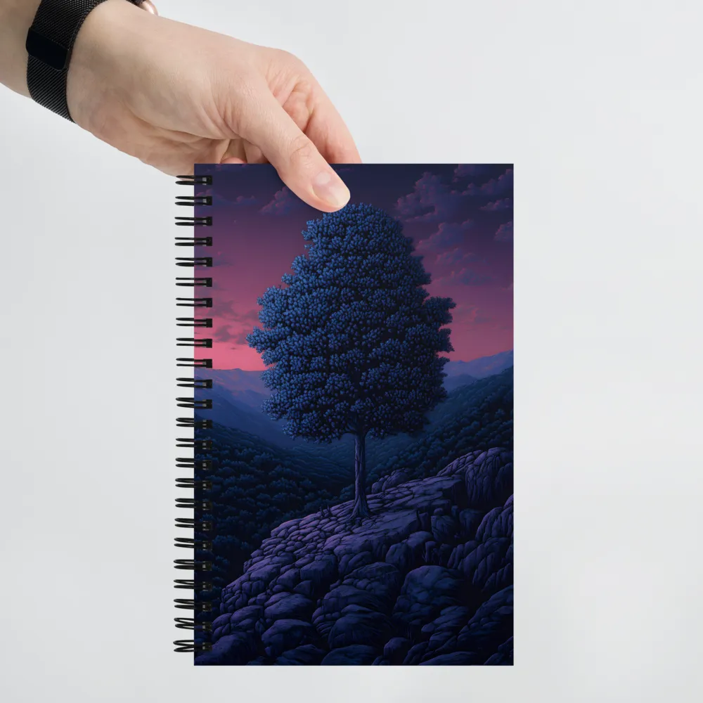 Solitary Pixel Tree at Dusk 
 Spiral Notebook | 140 pages