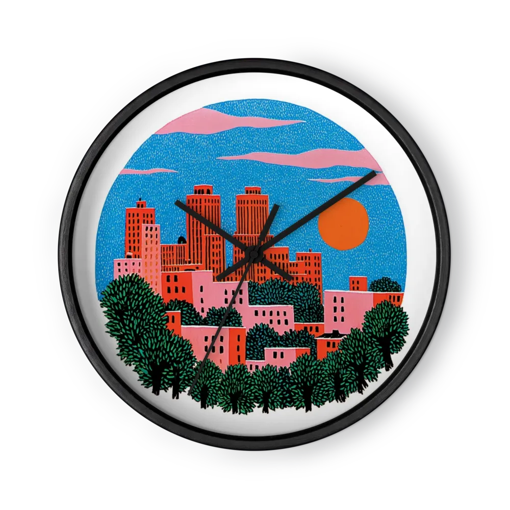 Sunset Over the City | Wall Clock