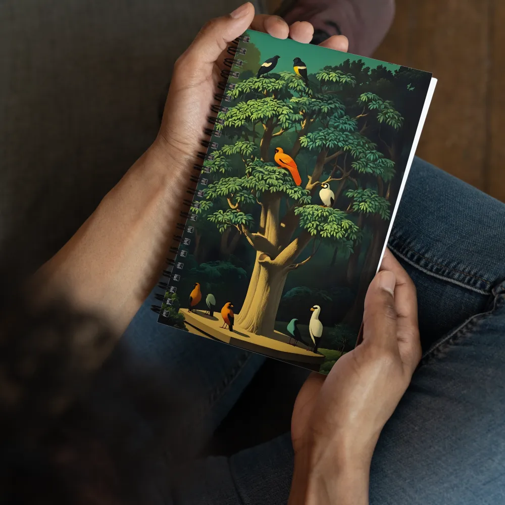 Stylized Birds in Lush Forest 
 Spiral Notebook | 140 pages