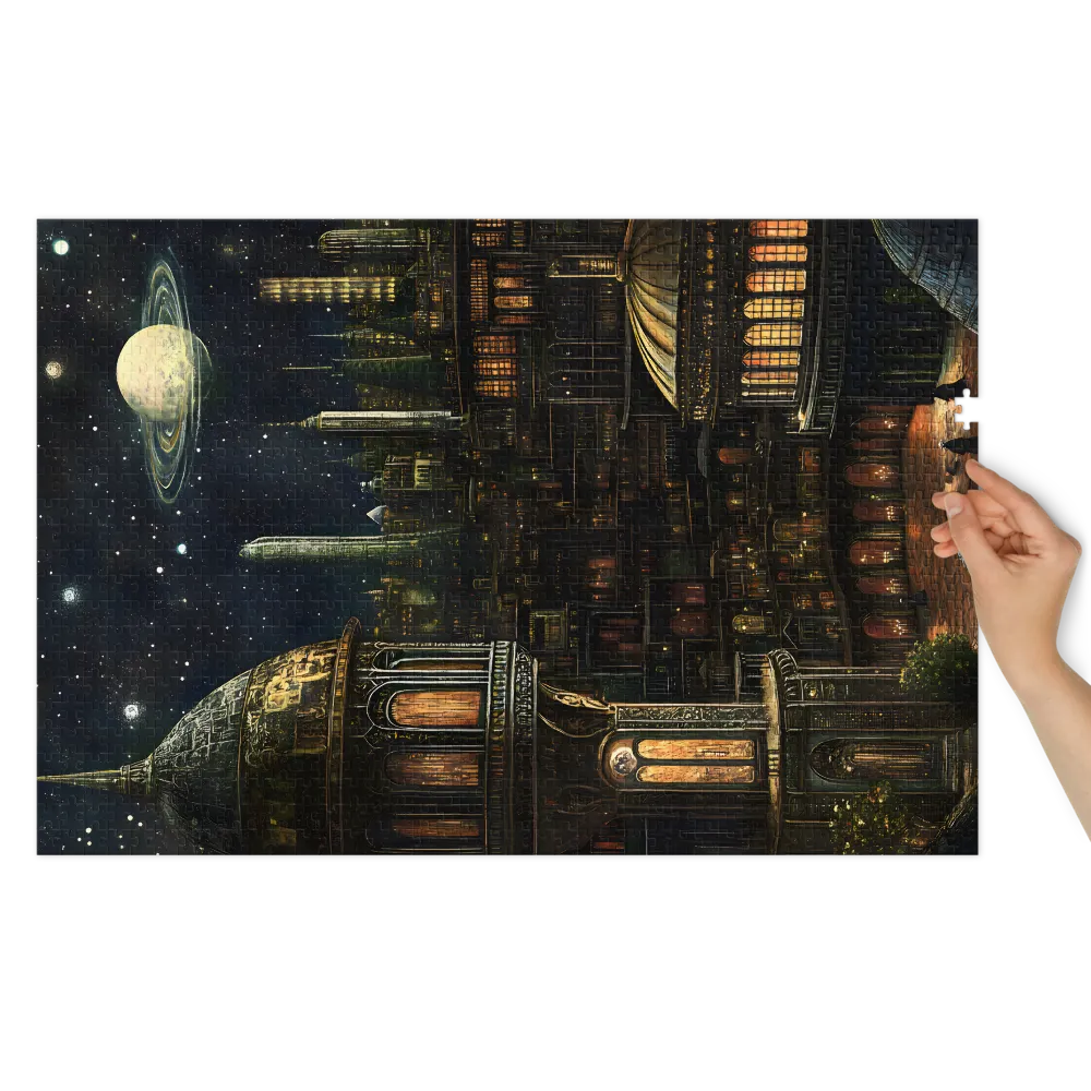 Surreal Cityscape with Saturn | Jigsaw Puzzle (252/520 pieces)