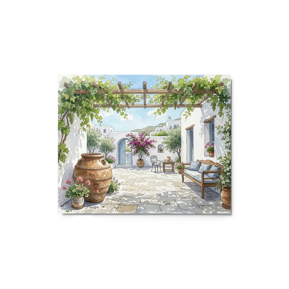 Sunlit Greek Courtyard | Art Print
