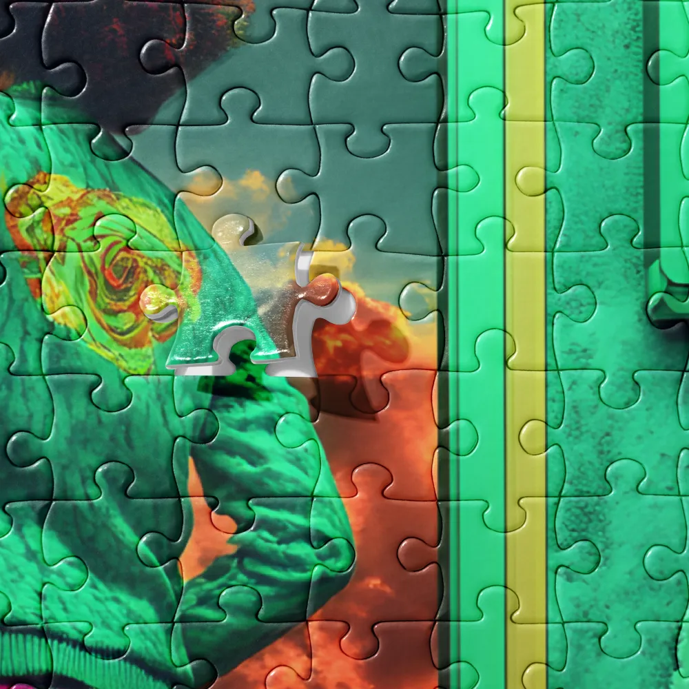 A Glimpse Beyond the Teal Walls 
 Jigsaw Puzzle in Tin Box