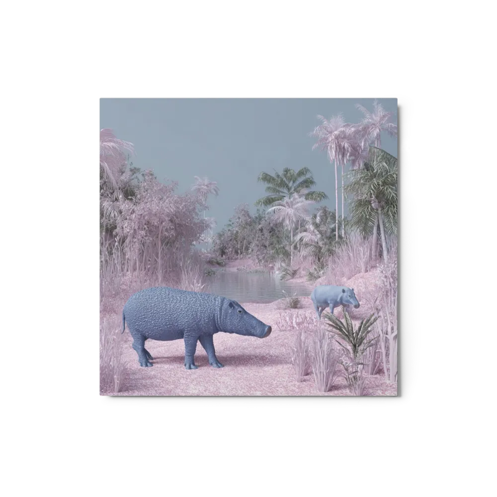Blue Hippos in Pink Jungle