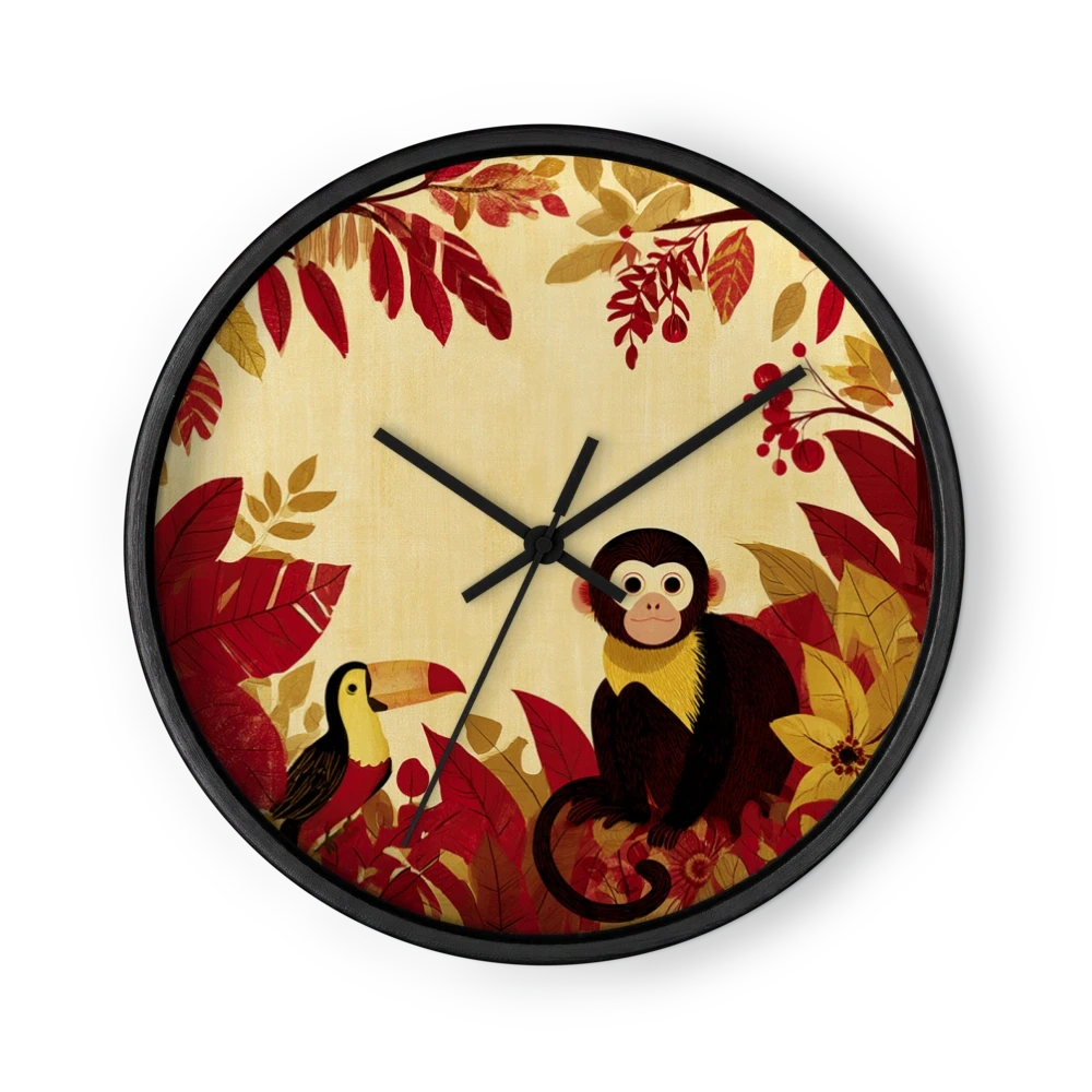 Gilded Folk Whimsicality Wall Clocks — Crimson, Gold & Cream
