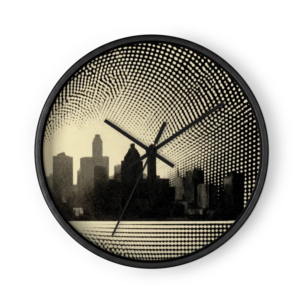 Halftone Skyline | Wall Clock