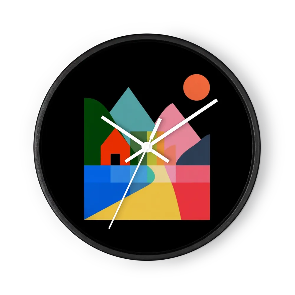 Chromatic Geometric Abstraction Wall Clocks — Bright Blocks on Black