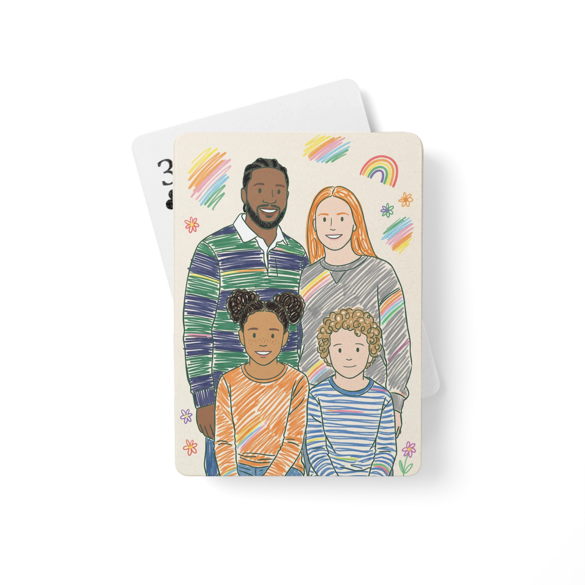 Family Portrait Playing Cards — Rainbow Marker Doodle
