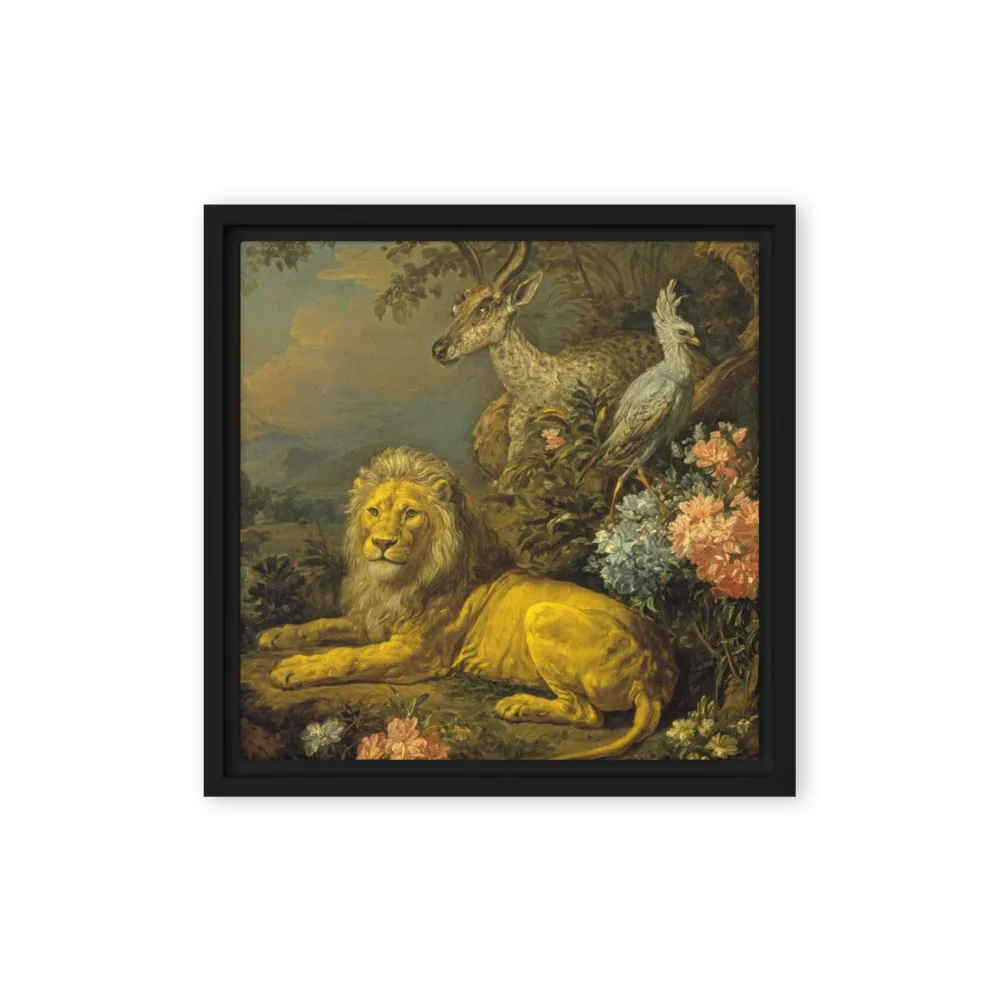The Monarch and the Forest Dwellers 
 Poster with Black Frame | 18″x 18″