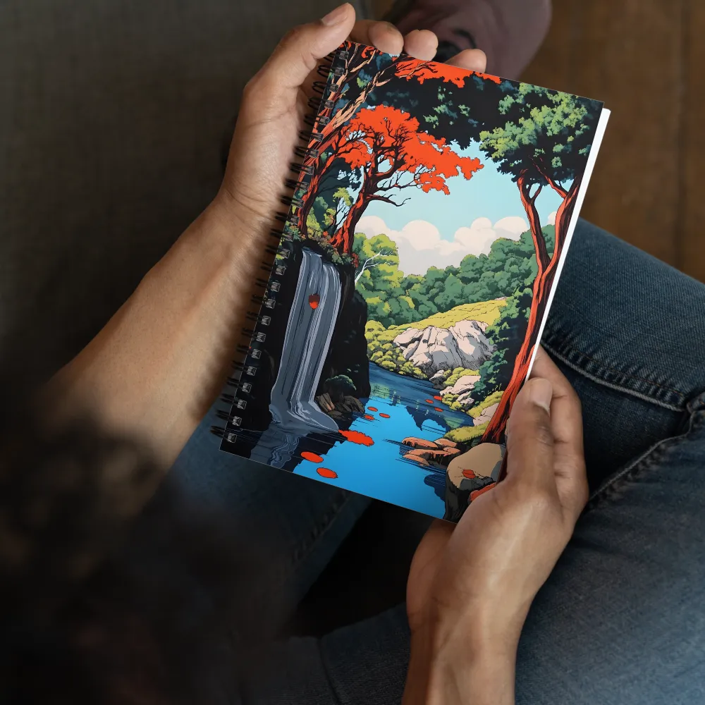 Tranquil Red Forest Falls 
 Spiral Notebook | 140 pages