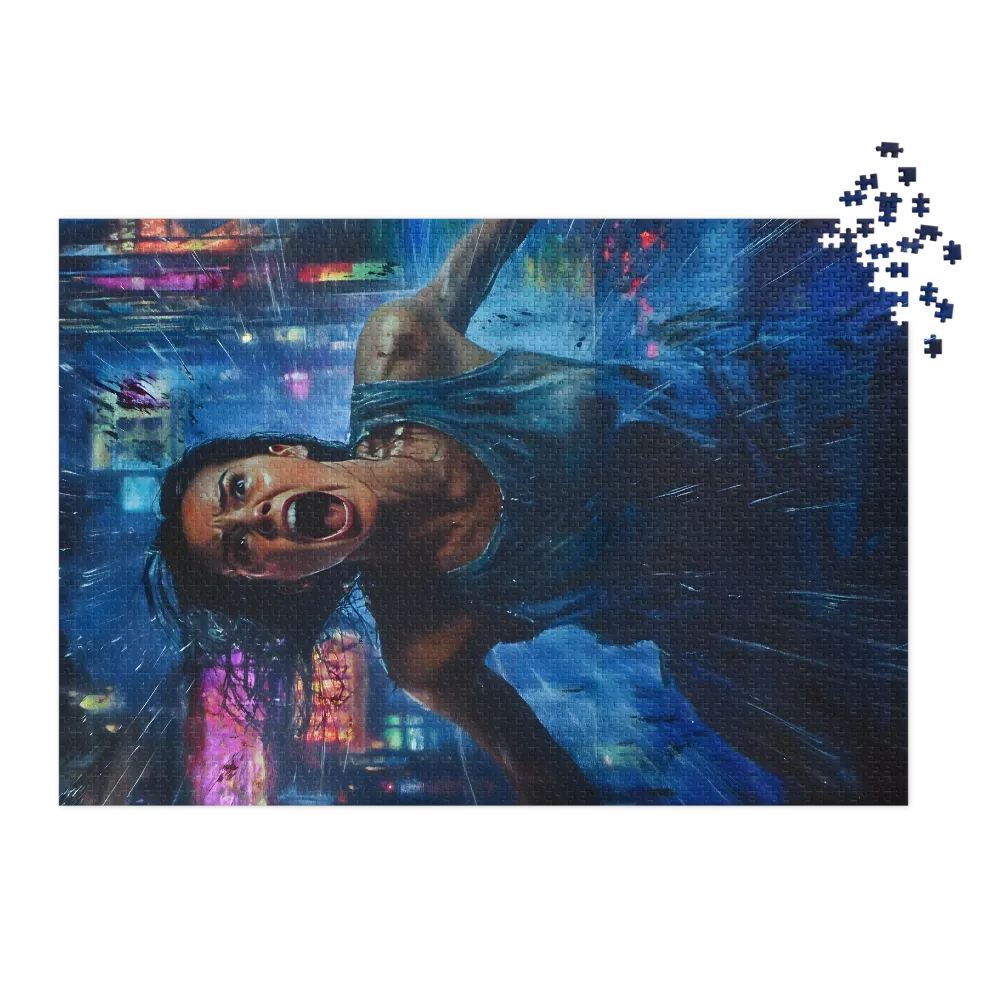Screaming Woman in Urban Landscape