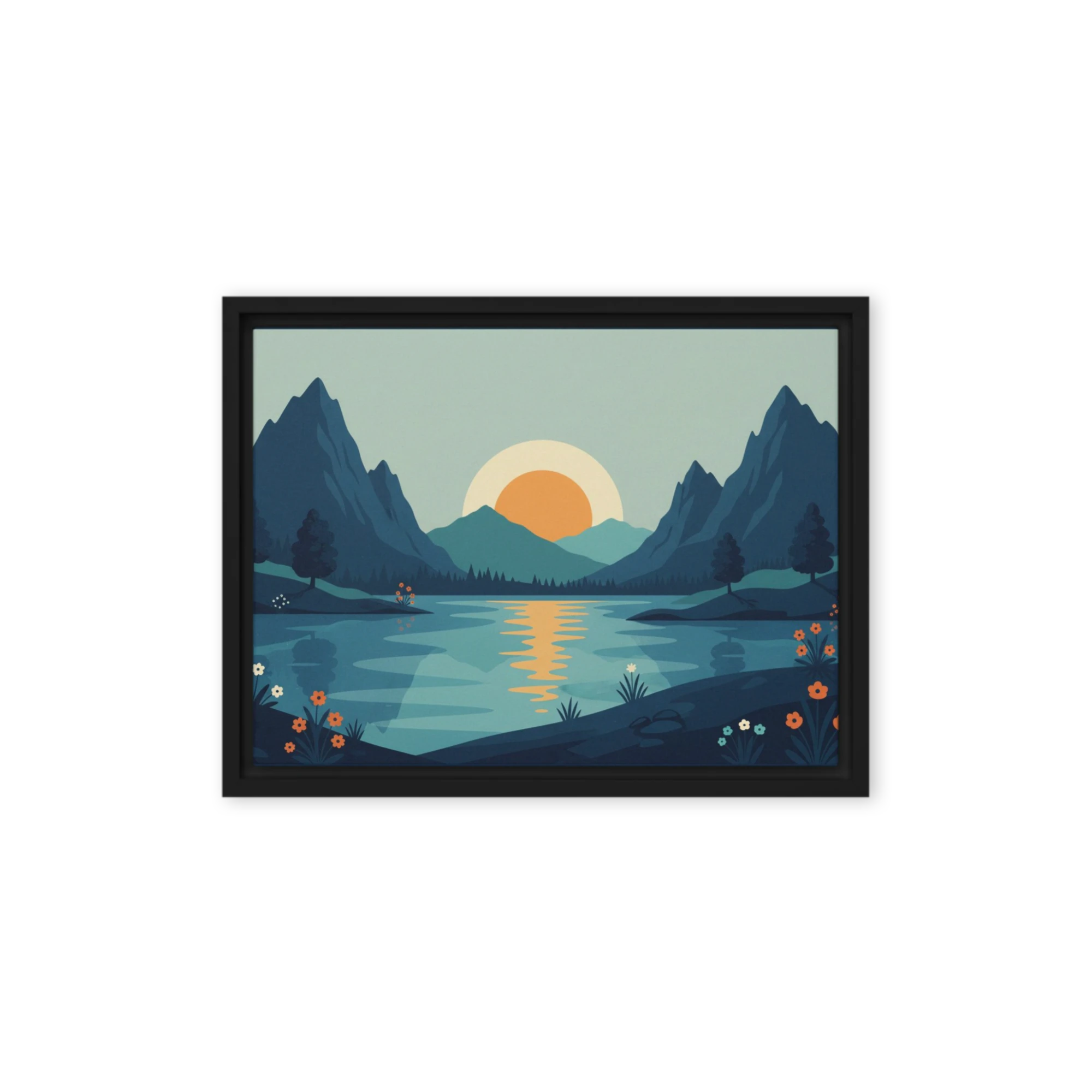 Sunset Over Mountain Lake