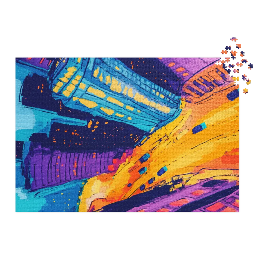 Vibrant Cityscape in Acrylic