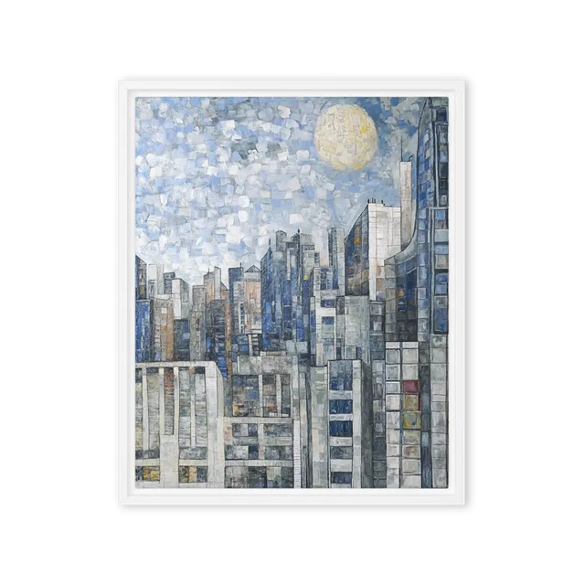 Moonlit Mosaic City | Art Print