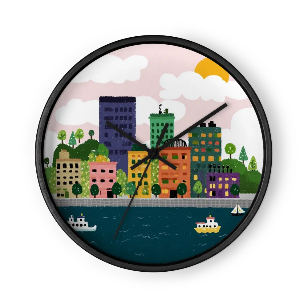 Waterfront Cityscape | Wall Clock