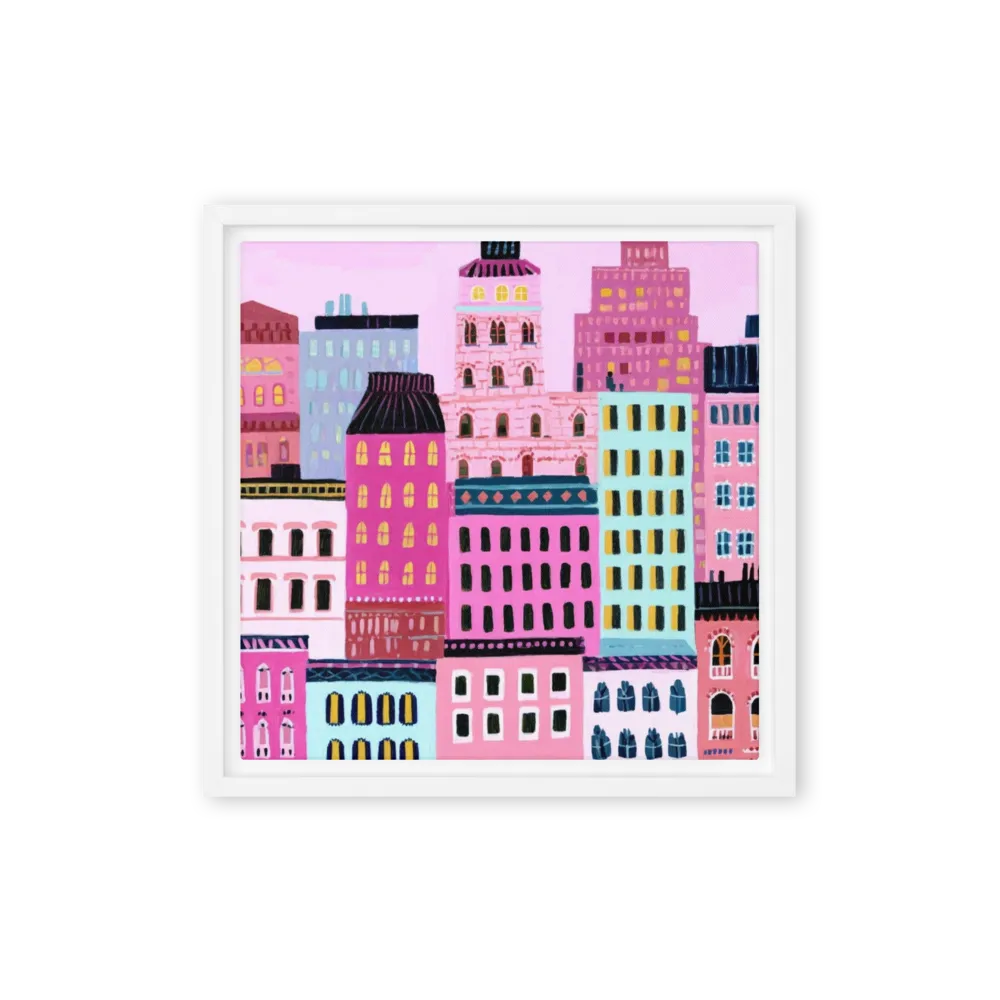 Pastel Metropolis 
 Poster with White Frame | 18″x 18″