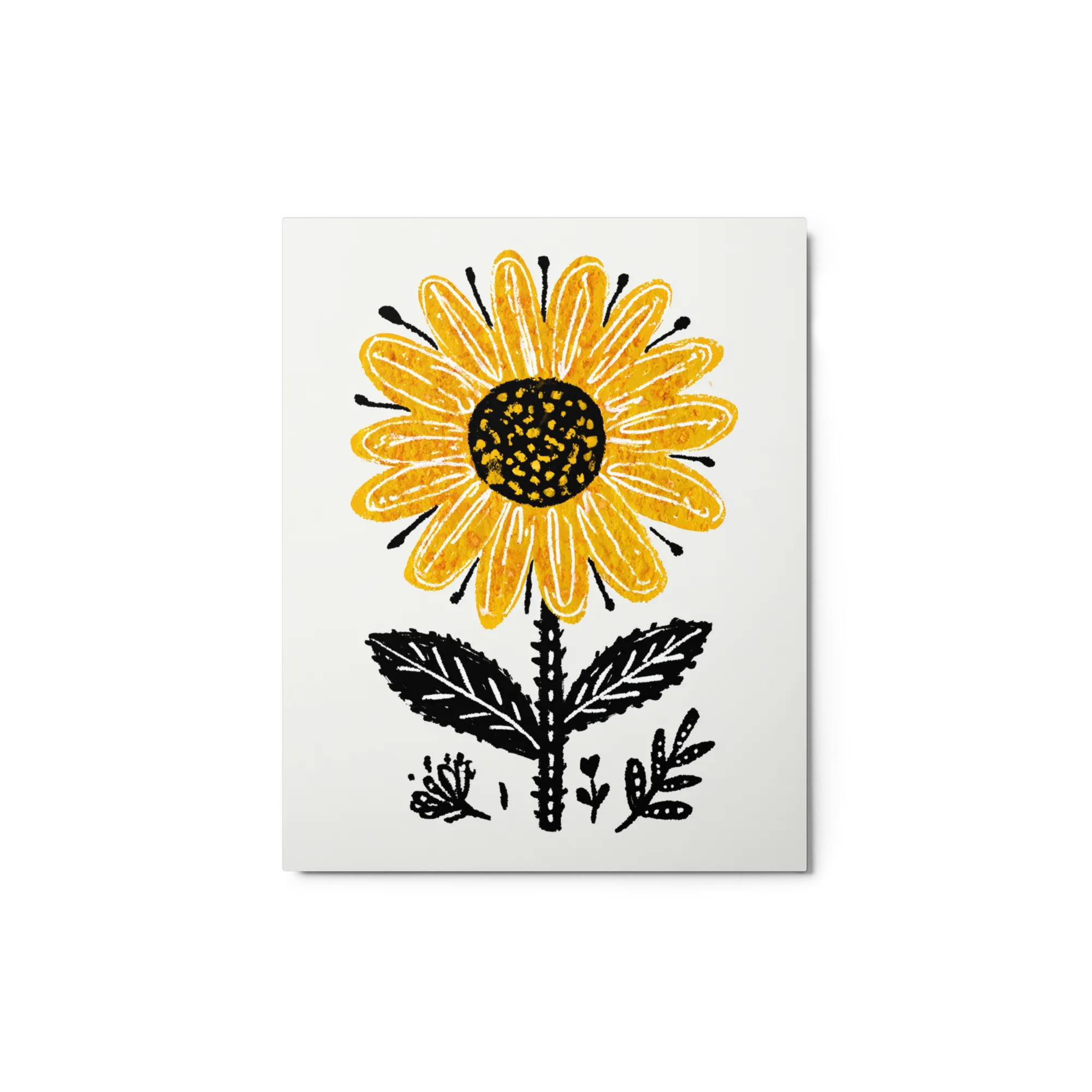 Golden Sunflower 
 Canvas with White Frame