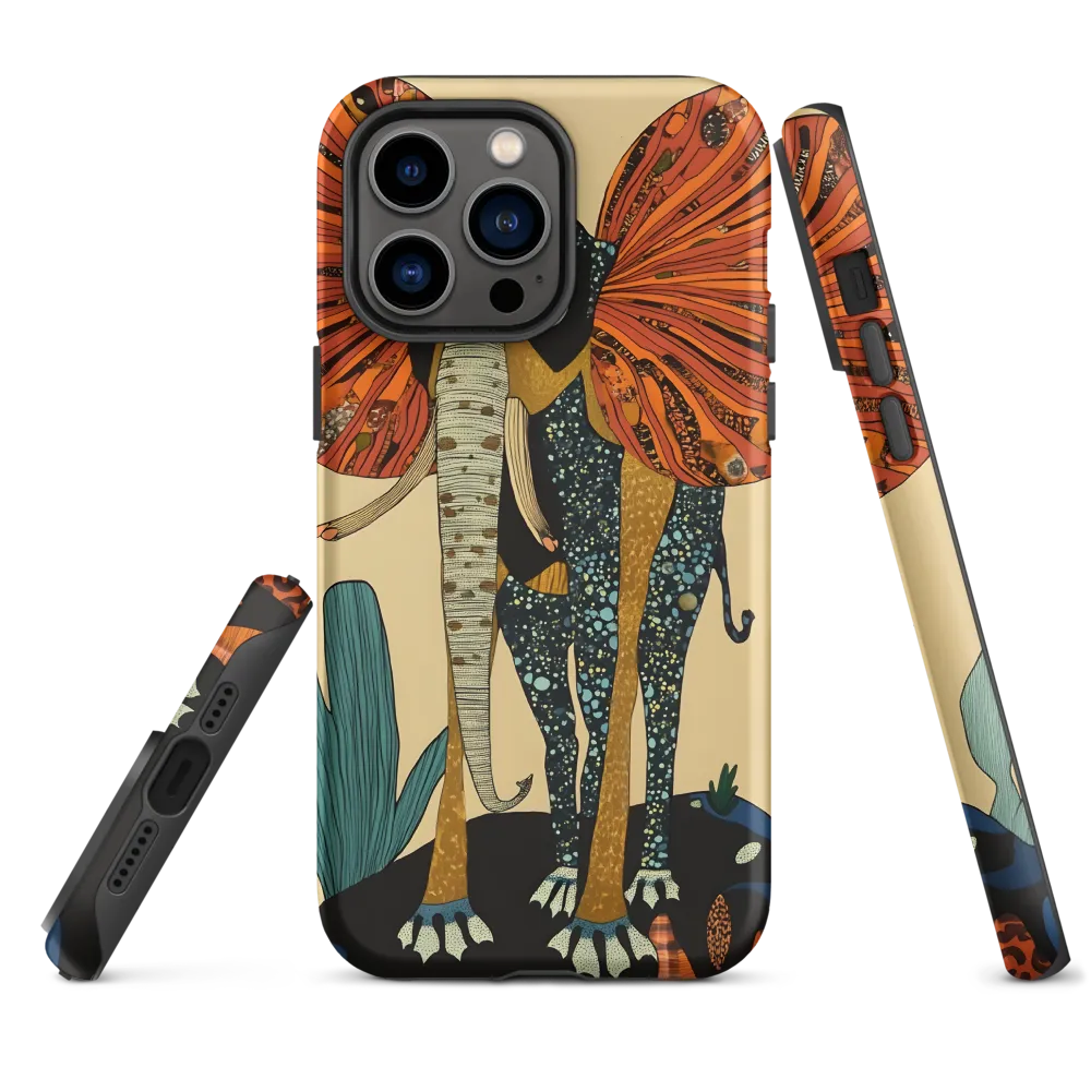 Stylized Elephant with Tropical Background | Phone Case