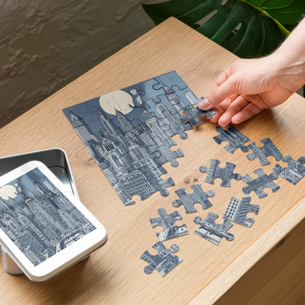 Moonlit Tower Otter 
 Jigsaw Puzzle in Tin Box