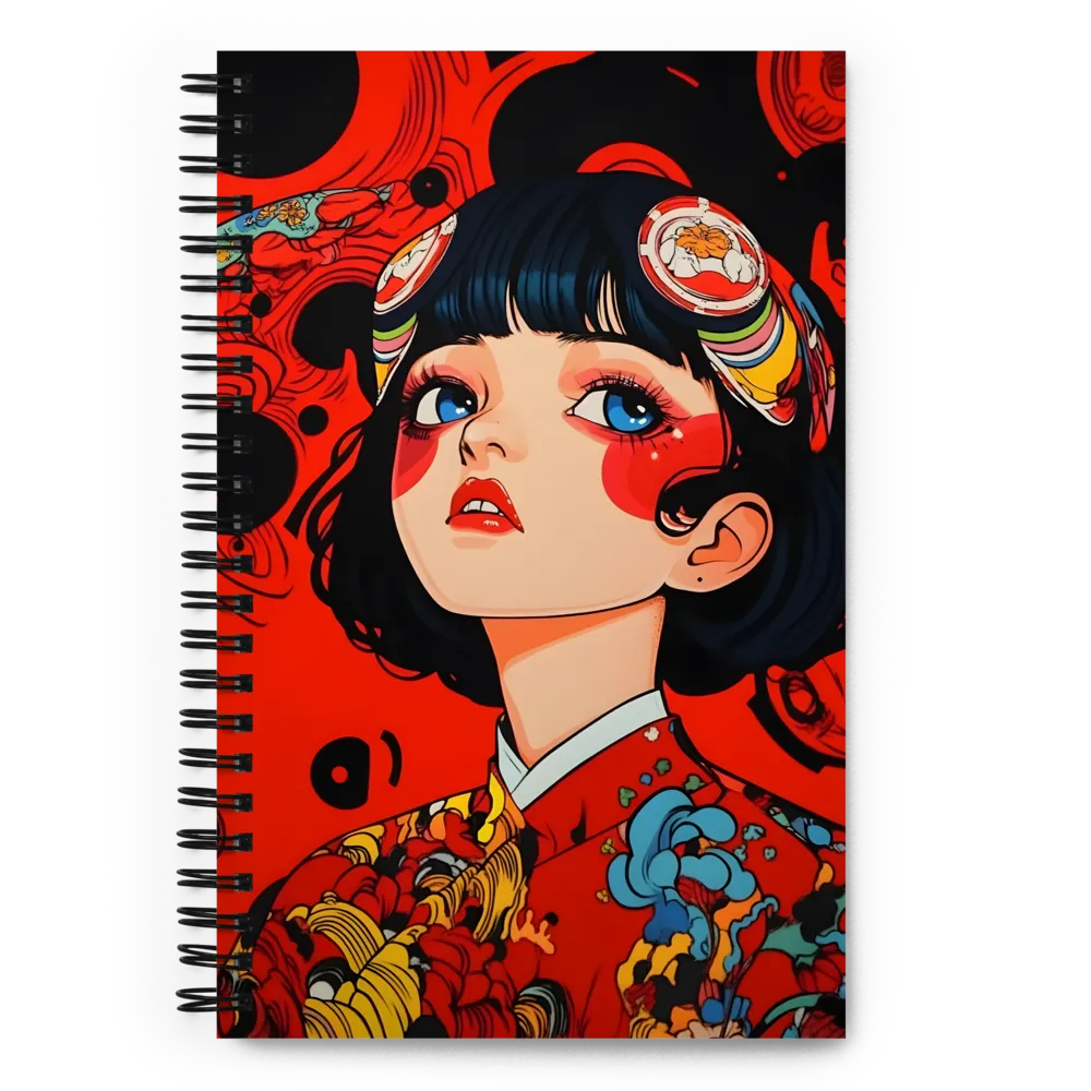 Surreal Neo-Ukiyo-e Portrait 
 Spiral Notebook | 140 pages