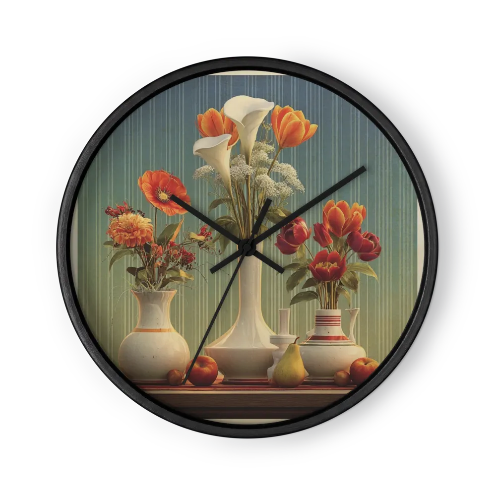 Still Life with Vases and Flowers | Wall Clock