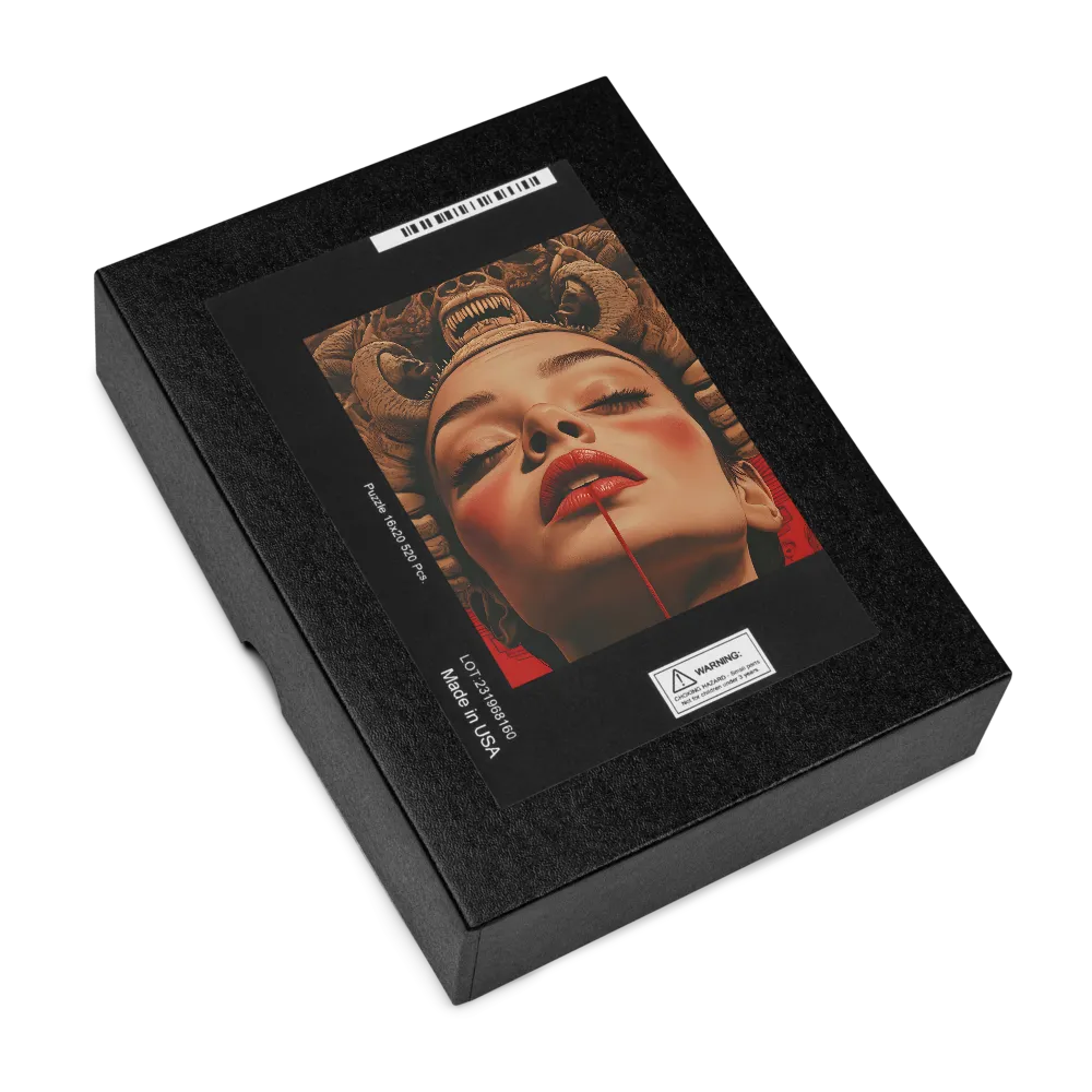 Crimson Headdress Portrait 
 Jigsaw Puzzle in Tin Box