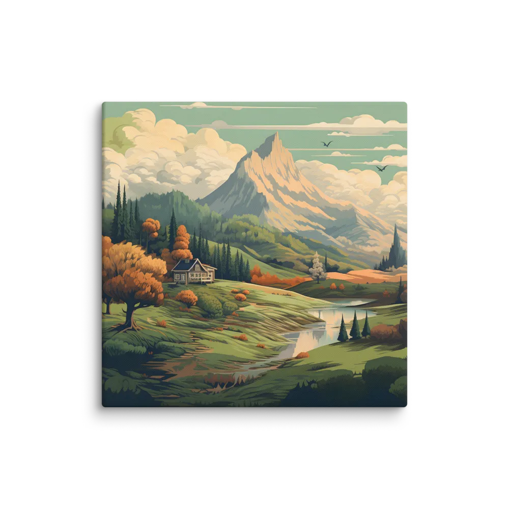 Tranquil Mountain Vista 
 Canvas | 37″x 37″