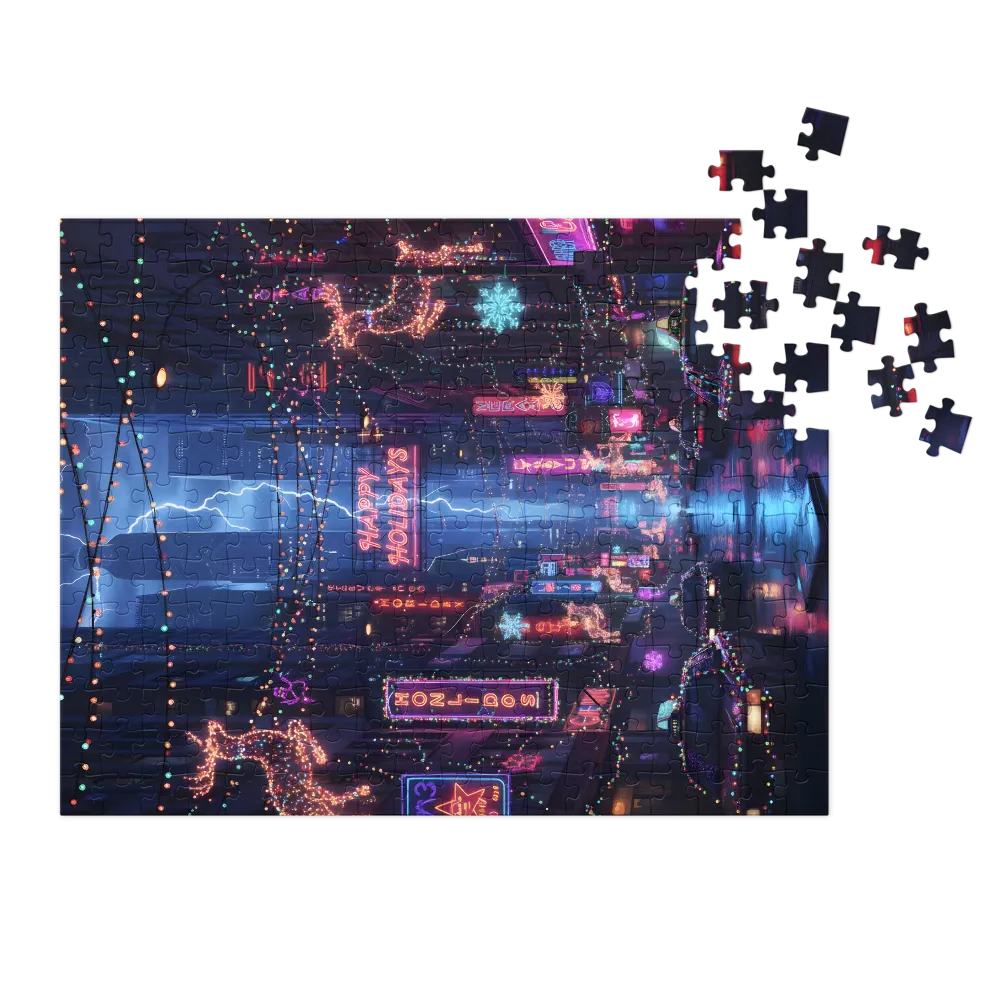 Neon Holiday Street